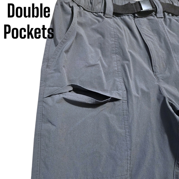 Sonoma Mens Outdoor Utility Shorts Gray Sz 32 Belted Nylon Stretch Cargo Pockets - Picture 2 of 11